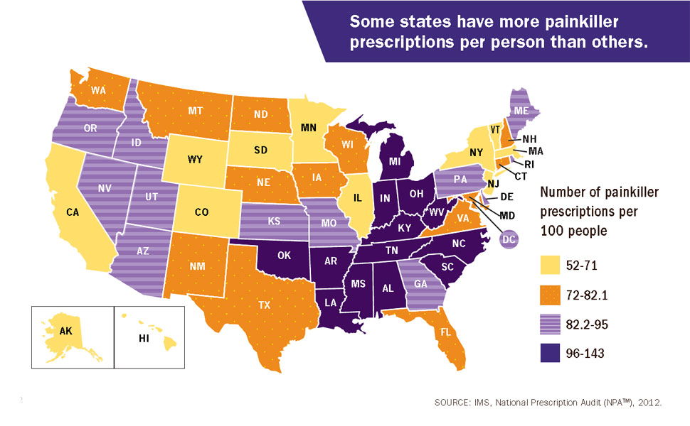 Opioid Prescribing Map 2014  - CDC
